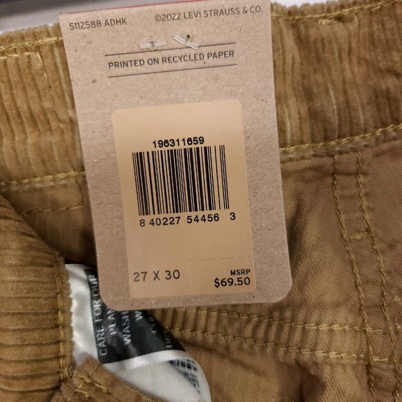 Levi’s Corduroy 314 Shaping Straight Pants Womens 27x30 Gold Brown Mid Rise - Picture 12 of 14